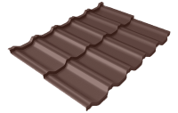 Металлочерепица модульная квинта Uno Grand Line c 3D резом 0,5 PE RAL 8017 шоколад